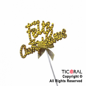 CAKE TOPPER FELIZ CUMPLEAOS CON STRASS ORO X 1